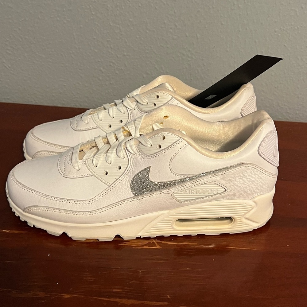 Nike White and Silver Air Max 90 Excellent Condition Pre Owned - Picture 7 of 8